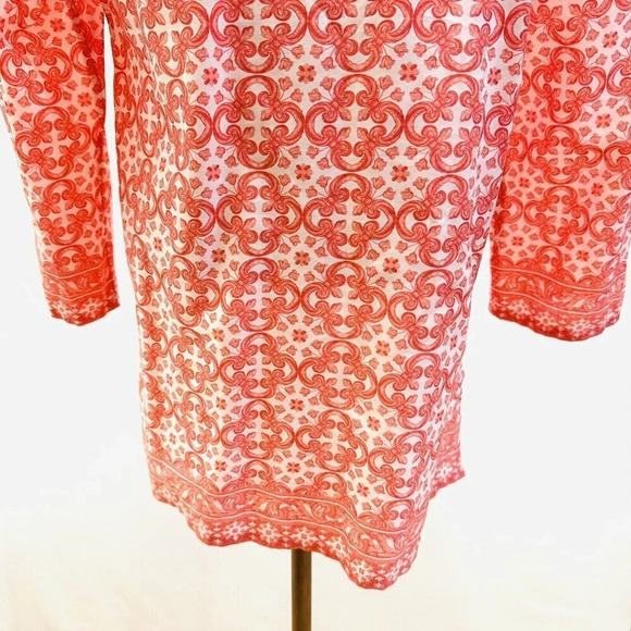 CHARTER CLUB Women Long Sleeve Pull Over V-Neck Beaded Orange Shirt Size Small - Picture 9 of 14